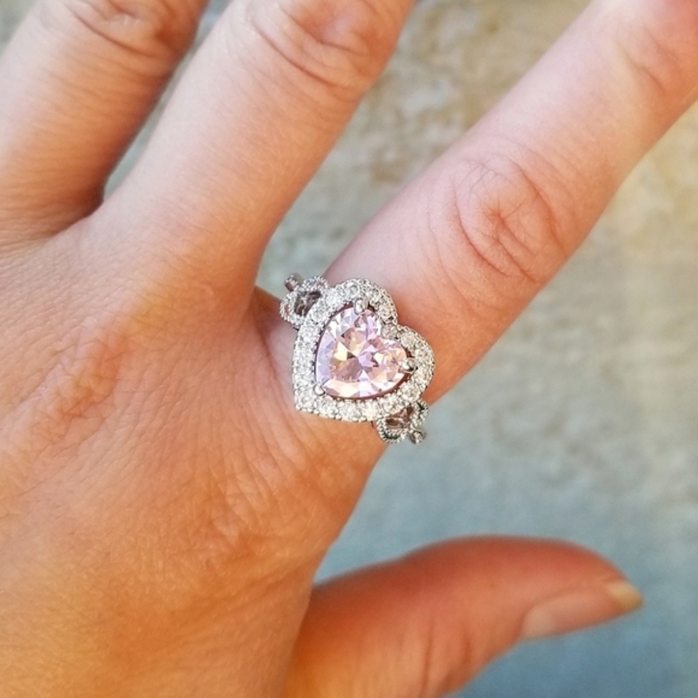 NEW PINK TOPAZ HEART RING - Picture 3 of 7